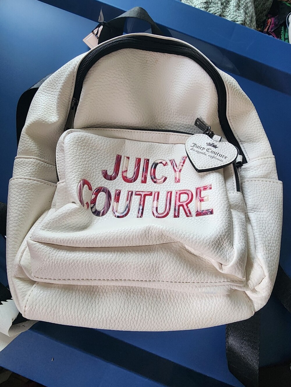 Juicy Couture White Backpack with Pink Logo Accents